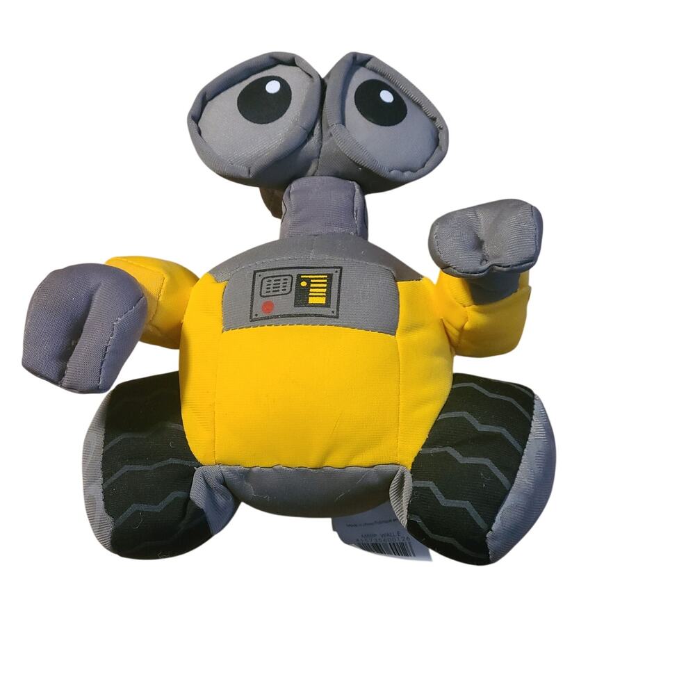Disney Store Wall-E Plush Stuffed Robot Yellow Gray Pixar Soft Toy 7"
